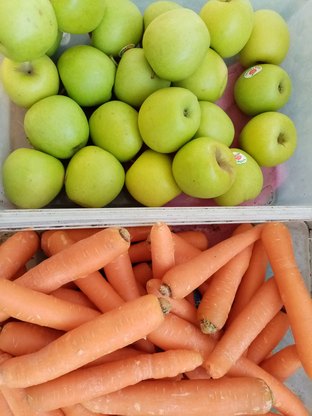 Apples and carrots ready for the animals